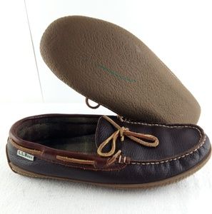LL Bean Handsewn Slippers Flannel Lined men siz 10